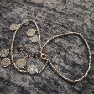 Vintage Ottoman Coin Charm Bracelet Or Anklet